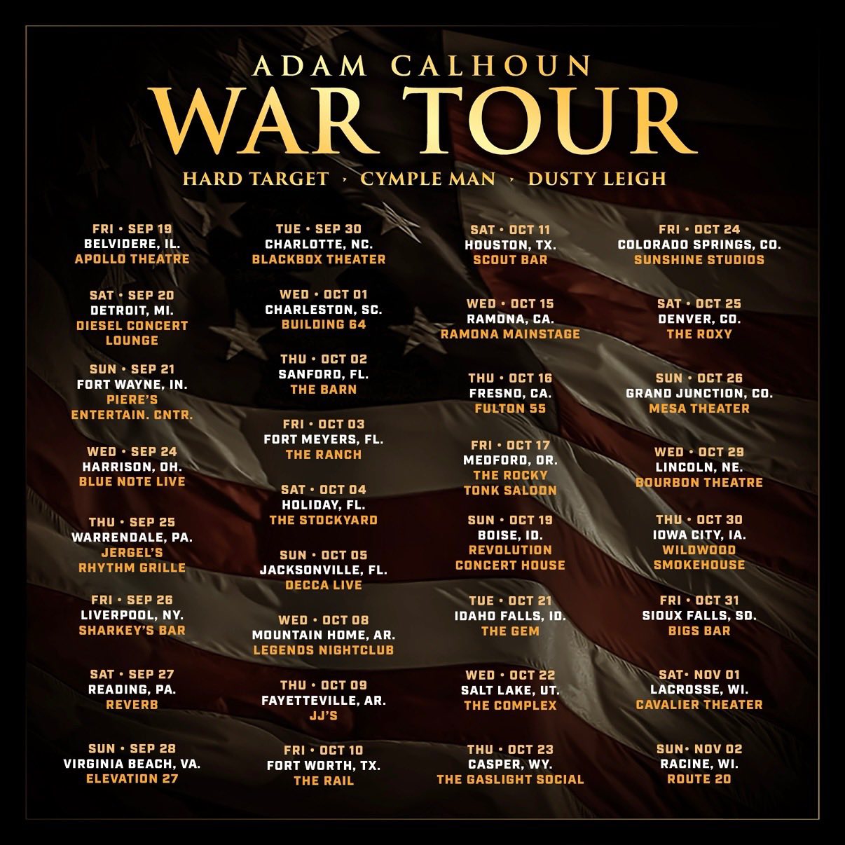Adam Calhoun War Tour Poster 2025